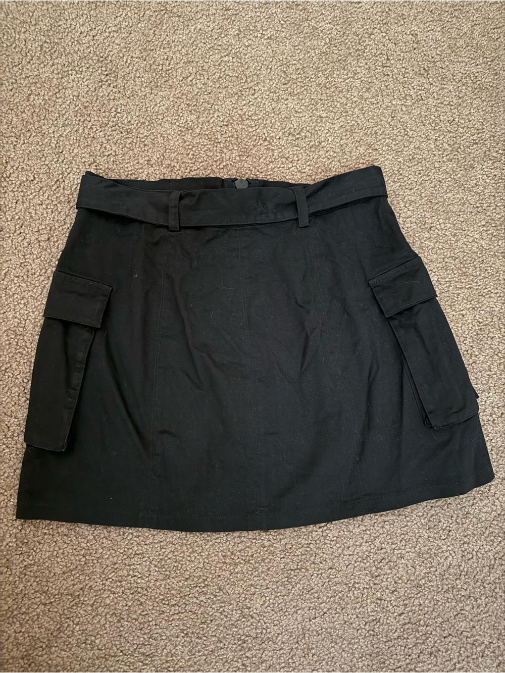 Poster Girl Zip-Up Cargo Mini Skirt, Dolls Kill Miss Behaving Black Cargo Skirt - Picture 5 of 9